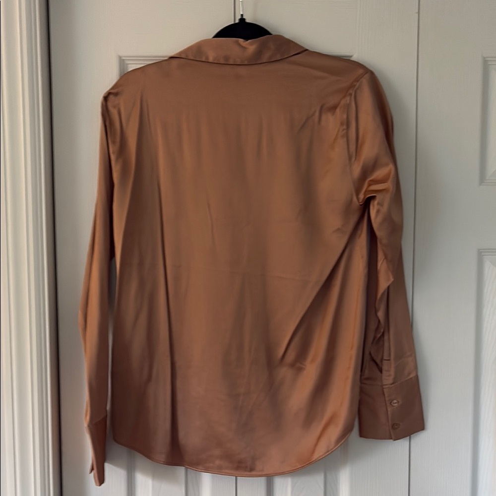 Abercrombie & Fitch Brown Long Sleeve Button Down Satin Shirt - Picture 3 of 3